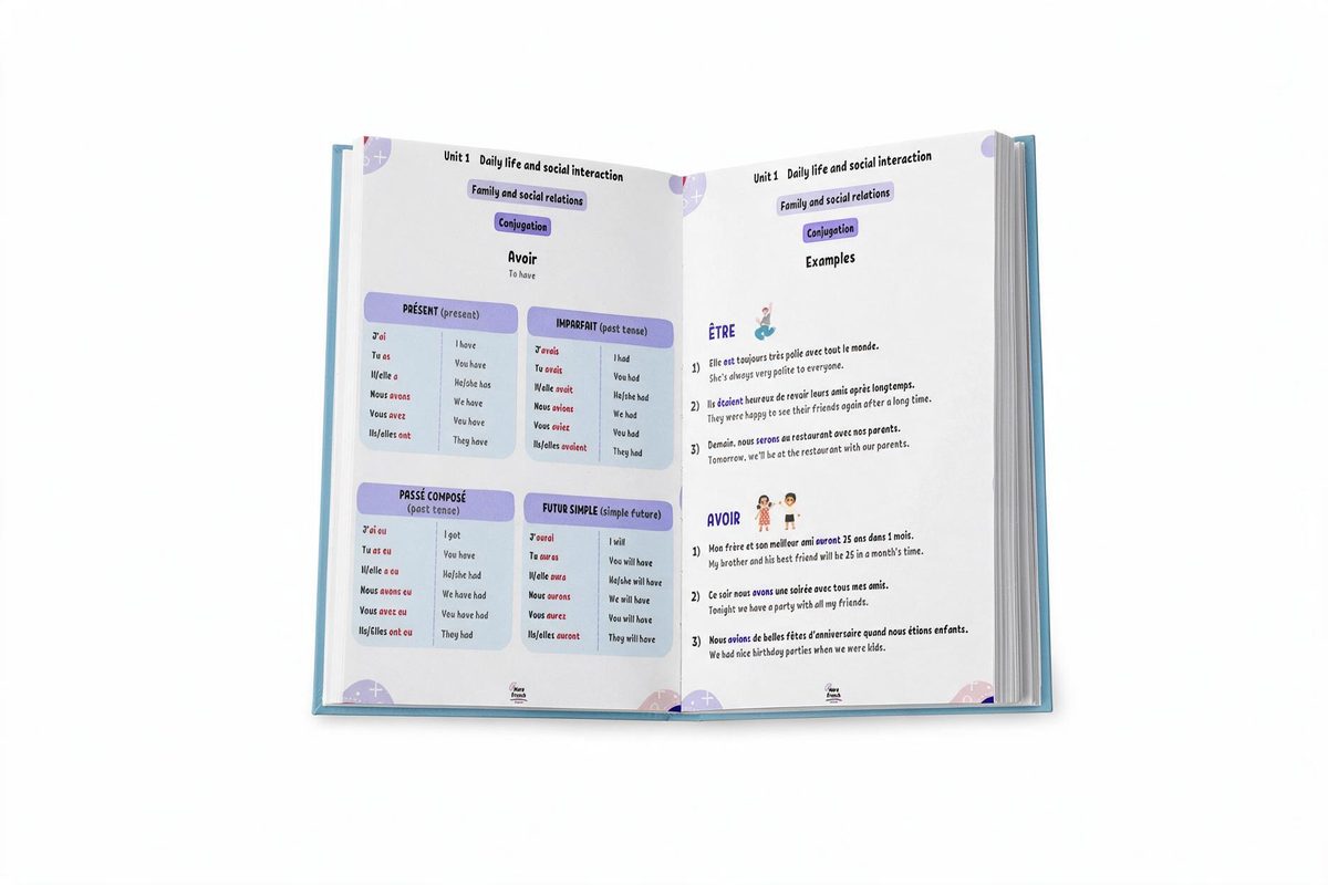 Page de conjugaison du livre ouvert