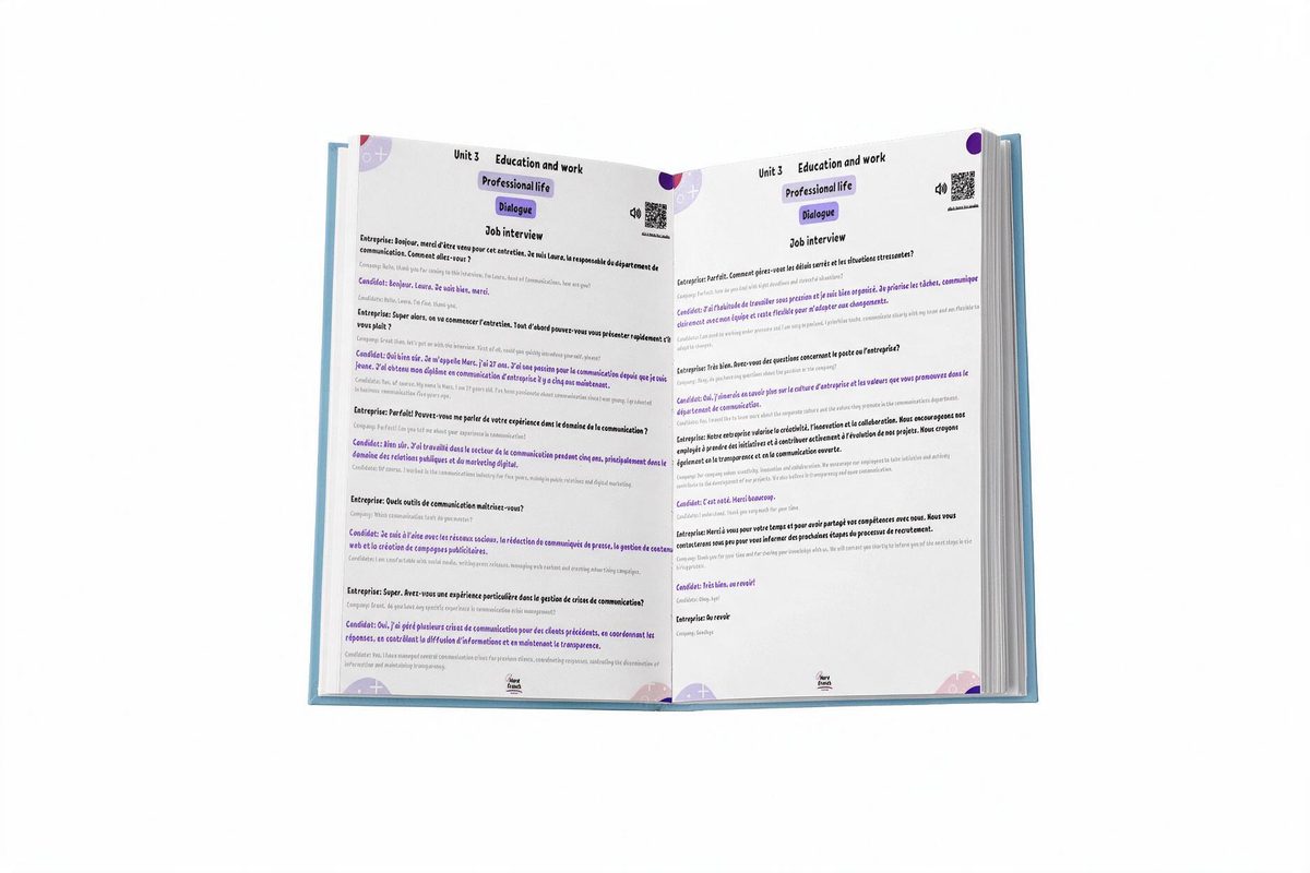 Page de dialogue du livre ouvert